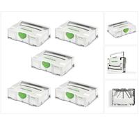Festool 5 x Systainer T-LOC SYS 1 TL maletín de herramientas gris claro enlazable ( 497563 )