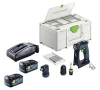 Festool CXS 18-Basic-Set taladro atornillador a batería 18 V 40 Nm sin escobillas + 2x batería recargable 5,0 Ah + cargador + systainer