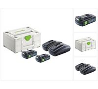 Festool energy set 2x BP 18 Li 3.0 C batería 18 V 3.0 Ah / 3000 mAh Li-Ion ( 2x 577658 ) + cargador doble TCL 6 DUO ( 577017 ) + Systainer