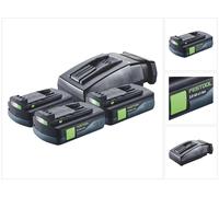 Festool Energy Set 3x BP 18 Li 3,0 C Batería 18 V 3,0 Ah / 3000 mAh Li-Ion ( 3x 577658 ) + Cargador TCL 6 ( 201135 )