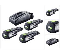 Festool Energy Set 3x BP 18 Li 3,0 Ergo I Batería 18 V 3,0 Ah / 3000 mAh Li-Ion ( 3x 577704 ) + Cargador TCL 6 ( 201135 )