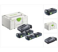 Festool energy set 4x BP 18 Li 3.0 C batería 18 V 3.0 Ah / 3000 mAh Li-Ion ( 4x 577658 ) + cargador TCL 6 ( 201135 ) + Systainer