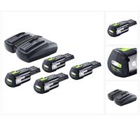 Festool energy set 4x BP 18 Li 3.0 Ergo I batería 18 V 3.0 Ah / 3000 mAh Li-Ion ( 4x 577704 ) + cargador doble TCL 6 DUO ( 577017 )