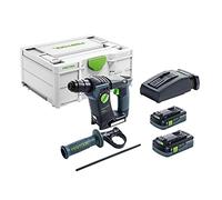 Festool Martillo Perforador a Batería BHC 18 - Kit con Systainer | 2 baterías 18 V 4,0 Ah, cargador rápido TCL 6, mango adicional, tope de profundidad y Systainer SYS3 M 187