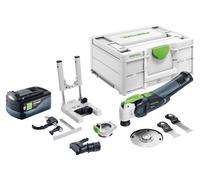 Festool OSC 18 E-Basic-Set: oscilador a batería de 18 V Starlock Max Brushless + 1 batería de 5,0 Ah + juego de 7 accesorios + maletín Systainer - sin cargador