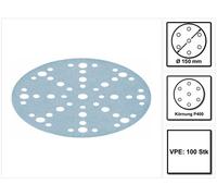 Festool STF D150 / 48 Discos abrasivos Granat P400 150 mm - 100 piezas (575172) para RO 150, ES 150, ETS 150, ETS EC 150, LEX 150, WTS 150, HSK-D 150