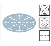 Festool STF D150/48 Discos de amolar granate P100 150 mm 100 piezas ( 575163 ) para RO 150, ES 150, ETS 150, ETS EC 150, LEX 150, WTS 150, HSK-D 150