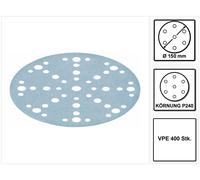 Festool STF D150/48 Discos de lija Granat P240 150 mm - para RO 150, ES 150, ETS 150, ETS EC 150, LEX 150, WTS 150, HSK-D 150 - 400 unid. ( 4x 575168 )