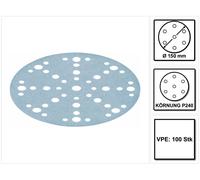 Festool STF D150 / 48 Granat P240 150 mm Discos abrasivos - 100 piezas (575168) para RO 150, ES 150, ETS 150, ETS EC 150, LEX 150, WTS 150, HSK-D 150