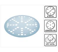 Festool STF D225/128 Disco de amolar granate P40 225 mm 100 piezas ( 4x 205653 ) para lijadora de cuello largo PLANEX