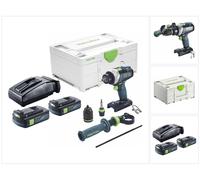 Festool TDC 18/4 I-Basic taladro atornillador a batería 18 V 75 Nm sin escobillas + 2x batería recargable 3,0 Ah + cargador + systainer