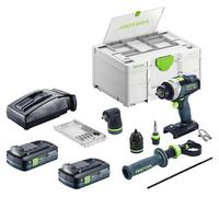 Festool TPC 18/4-Basic-Set Taladro atornillador a batería 18 V 75 Nm sin escobillas + 2 baterías de 4,0 Ah + cargador + Systainer