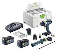 Festool TPC 18/4-Basic-Set: taladro atornillador a batería de 18 V, 75 Nm, sin escobillas + 2 baterías de 5,0 Ah + cargador + Systainer