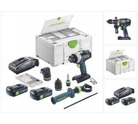 Festool TPC 18/4 I-Basic-Set taladradora de percusión sin cable 18 V 75 Nm sin escobillas + 2x batería recargable 3,0 Ah + cargador + systainer