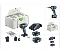 Festool TXS 12 2,5-Set taladro atornillador a batería 12 V 30 Nm sin escobillas ( 576874 ) + 2x batería 2,5 Ah + cargador + juego de puntas + systainer