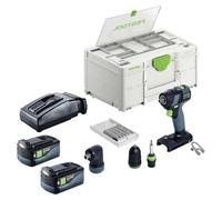 Festool TXS 18-Basic-Set Taladro atornillador a batería 18 V 40 Nm sin escobillas + 2x batería 5,0 Ah + cargador + Systainer
