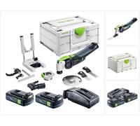 Festool VECTURO OSC 18 E-Basic Set herramienta oscilante sin cable 18 V Starlock Max Brushless + 2x batería 3,0 Ah + cargador + juego de accesorios de 7 piezas + systainer
