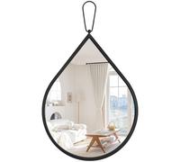 FEUFOAM Espejo de pared con marco de metal grueso, espejo colgante de lágrima negra, espejos decorativos modernos para baño, sala de estar, entrada, pasillo, pequeño