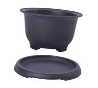 FewNvWa Bonsái Maceta Redonda Entrenamiento con Bandeja Humedad Resistente Roturas para Decoración Oficina Jardín Hogar Escritorio Patio, 12 X 7.3 X 7.1 Cm