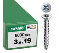 FEX-A, 3,9 x 19 mm, 6000 unidades, rosca gruesa, cabeza avellanada, ranura en cruz H2, punta de taladro, WIROX, control a máquina - 1401470390198K1