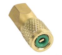 FF1418 Adaptador de latón para aplicaciones HVAC donde la rosca interna NPT de 1/8 debe conectarse a medidores de presión de rosca interna SAE de 1/4