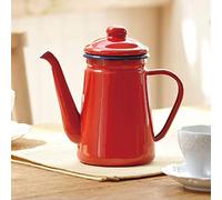 FFOCCO Moka Pot, Cafetera Esmaltada Verter sobre Leche Jarra De Agua Jarra Barista Tetera Hervidor para Estufa De Gas Y Cocina De Inducción,Red Present