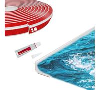 FFPMYF Tope de agua para ducha, junta para puerta de ducha, listón de cocina, encimera, listón protector contra salpicaduras de silicona, protector contra salpicaduras de bañera (blanco-3M)