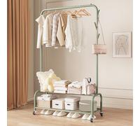 FGHUF Moderno Perchero Burro Ropa,metal Percheros De Pie,Colgador De Ropa Con Ruedas,burro Para Ropa Con Estante Resistente Y Gancho,para Dormitorio Colgar Abrigos Camisas,negro,blanco