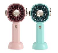 FGNS. (2 Piezas) Ventilador de mano con soporte, Ventilador de Bolsillo con 3 Velocidades, Batería Lition ventilador portátil, Mini ventilador recargable USB, Ventilador personal a batería para oficin