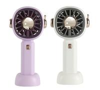 FGNS. (2 Piezas) Ventilador de mano con soporte, Ventilador de Bolsillo con 3 Velocidades, Batería Lition ventilador portátil, Mini ventilador recargable USB, Ventilador personal a batería para oficin