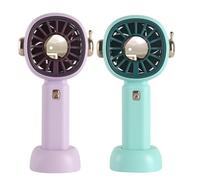 FGNS. (2 Piezas) Ventilador de mano con soporte, Ventilador de Bolsillo con 3 Velocidades, Batería Lition ventilador portátil, Mini ventilador recargable USB, Ventilador personal a batería para oficin
