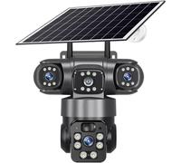 FGNS 4G LTE Camara Vigilancia Exterior Solar Sin WiFi con Tarjeta SIM (no inluydo Tarjeta SIM), PTZ Inalámbrico, 10000mAh, 8W Panel Solar, Detección Humana PIR, Reconocimiento AI, IP66,