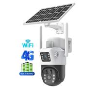 FGNS Cámara de Seguridad Exterior FGNS con Panel Solar 4G LTE, Doble Lente 8MP 4K, Audio Bidireccional, IP67, Detección de Humanos, Visión Nocturna a Color, para Exteriores sin WiFi