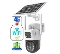 FGNS Cámara Vigilancia WiFi Exterior Solar, HD con dual lente, Cámara de Vigilancia Solar Exterior Inalámbrico con Visualización de 360 °, Detección de Movimiento,4K Visión Nocturna, Audio Bidireccion