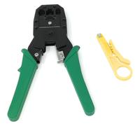 FGNS Tenaza Crimpadora Pelacables para cable de red, Ethernet LAN y teléfono con tomas RJ11 RJ12 RJ45. Multiherramienta para conectores, Alicate ajustable cortador y pelador de cables