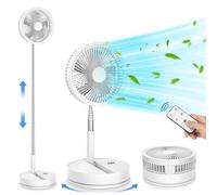 FGRYB Ventilador de Pie Portatil Silencioso - 8,6" Recargable Fan | Plegable, Oscilante, 4 Velocidades, Temporizador, 8000mAh Bateria, Mando a Distancia. Ideal para Dormir Oficina Camping