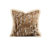 FGUJSUR Funda De Cojín Cuadrada Cojín de Cama con Flecos Lino y algodón WABI Sabi Color café for sofá o Sala Estar