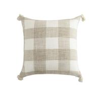 FGUJSUR Funda De Cojín Cuadrada Funda De Cojín Beige A Rayas Color Liso For Dormitorio, Sofá, Borlas Bohemias, Decoración del Hogar(Color01)