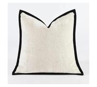 FGUJSUR Funda De Cojín Cuadrada Funda de cojín Cuadrada Color Liso con Bordes prensados, Funda Almohada Lujo for decoración del hogar, for sofá(Beige-Cushion Cover,50x50cm)