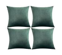 FGUJSUR Funda De Cojín Cuadrada Paquete de 4 Fundas Almohada Terciopelo for sofá, ultrasuaves, Color Verde Oscuro, for decoración del hogar, cómodas