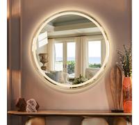 FGXHHS LED Round Bathroom Vanity Mirror, 20-Inch, Gold, with Touch Button, Anti-Fog, 3 Adjustable Light Colors, Perfect for Makeup and Grooming, 50/70/90 cm Options