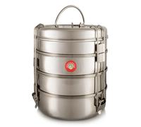 Fiambrera de acero inoxidable de 4 niveles, ideal para la familia, con accesorios
