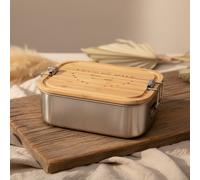Fiambrera de acero inoxidable Lässig Adventure con tapa de bambú, opcional con nombre – Sin personalización