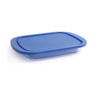Fiambrera Hermética de Vidrio IGLOO Borgonovo 800 ml con Tapa Plana Azul | Recipiente Rectangular 26 x 18,5 x 4 cm | Apta para Frigorífico y Lavavajillas
