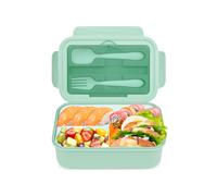 Fiambrera para adultos y niños con 3 compartimientos, fiambrera ML de 1400, recipientes para el almuertos para el trabajo, caja para sándwich a prueba de fugas, ajuste para microolas green