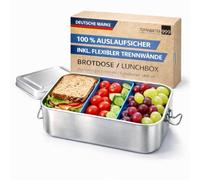 Fiambrera Premium de 1400 ml de Acero Inoxidable - Fiambrera a Prueba de Fugas con Compartimentos, Bento Box Sostenible o Fiambrera para Niños y Adultos - Incluye Tapa Hermética para Fiambrera