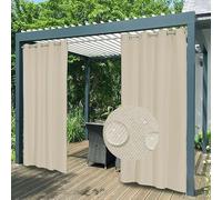 FicaRico Cortina de exterior resistente a la intemperie, protección solar con ojales, impermeable, opaca, para cenador, balcón, casa de playa, tamaño personalizado - 1 pieza, color beige biscotti, 183