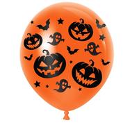 FIESTAS GUIRCA | 10 Globos Calabaza (30 cm) - Decoración de Halloween y Fiestas de Disfraces - Ideal para Celebraciones de Fantasmas, Murciélagos y Eventos Temáticos - Naranja
