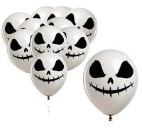 Fiestas Guirca – Globos Cara de Fantasma 10 unidades (30 cm) – Decoración Halloween Blanco y Negro