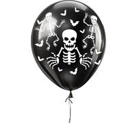 FIESTAS GUIRCA | 10 Globos Esqueleto (30 cm) - Decoración de Halloween y Fiestas de Disfraces - Ideal para Celebraciones de Fantasmas y Eventos Temáticos - Negro
